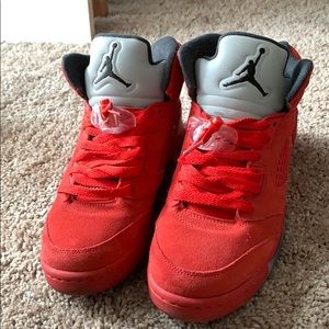 Jordan Retro 5 Red Suede Size 7Y